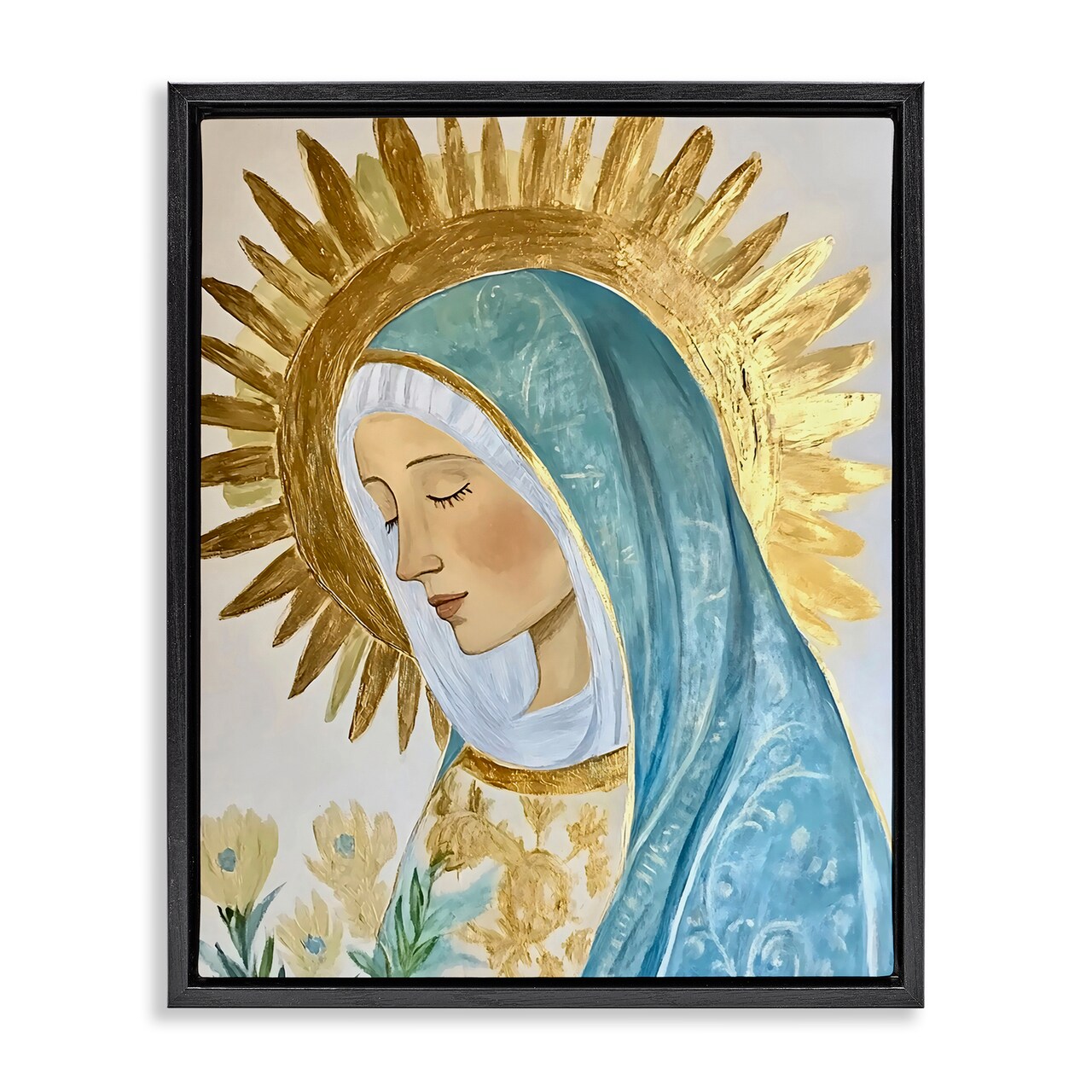 Stupell Industries Holy Mary In Gold Floating Frame, design by Franklyn Gregory
